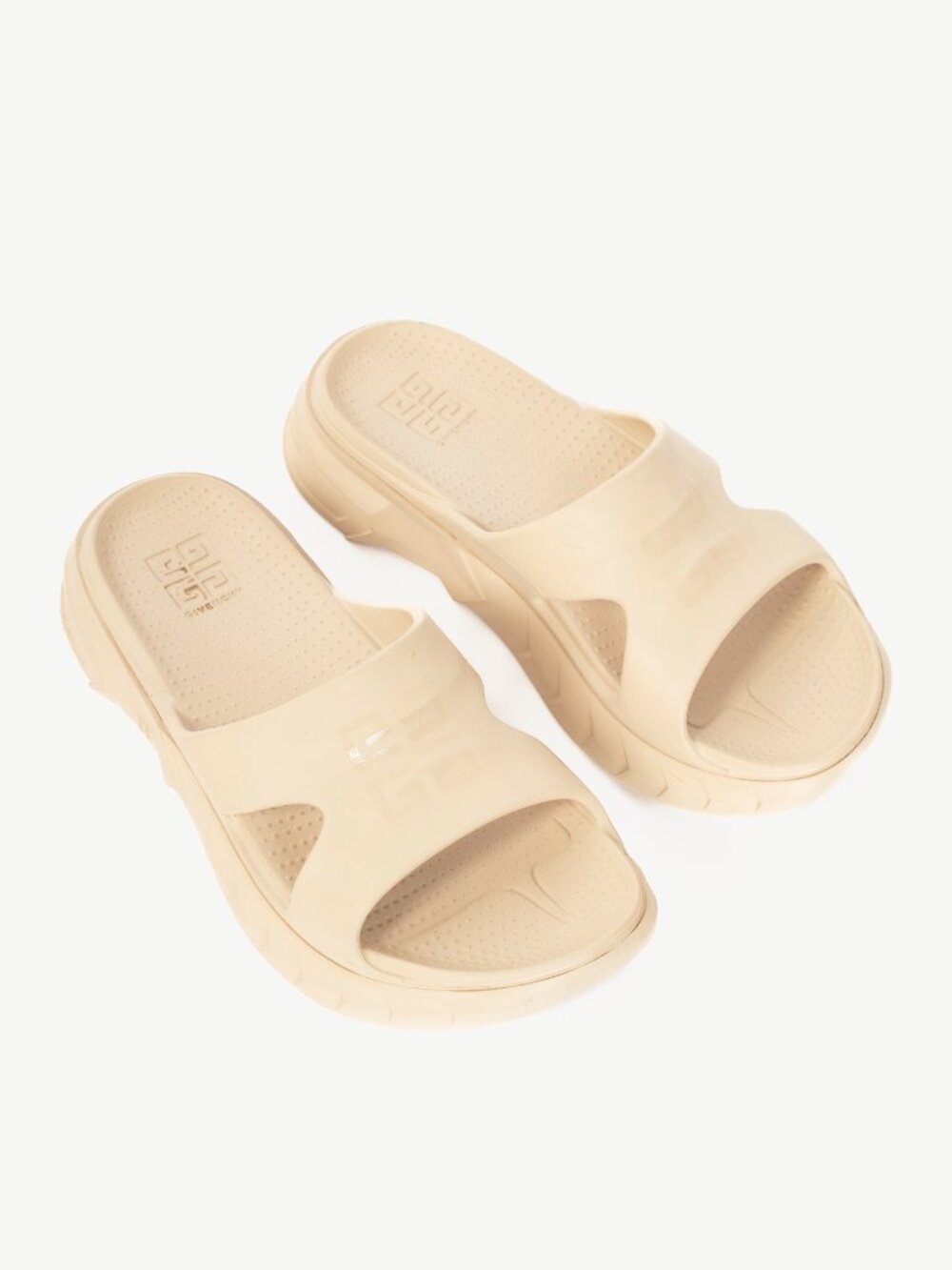 Givenchy Marshmallow Beige Rubber Logo Slide Mule Sandals